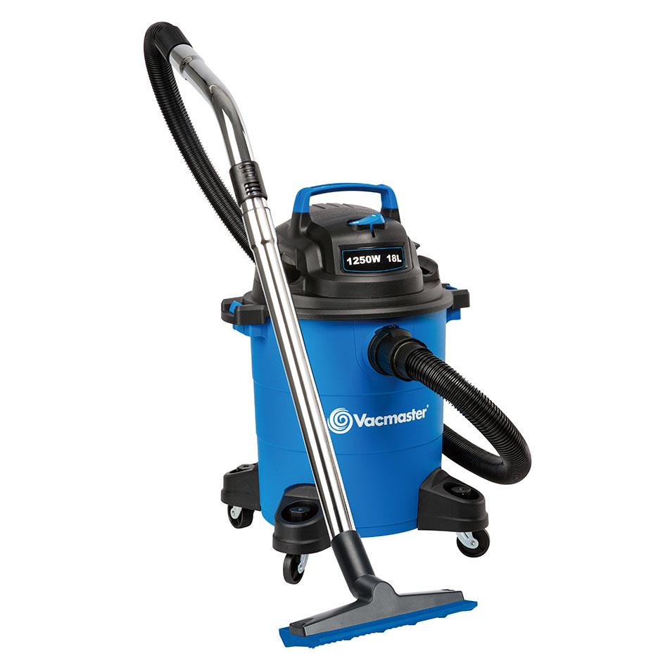 close up of blue and black outdoor vacuum cleaner